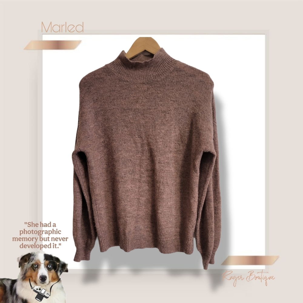 🌿Marled Knit Women's Large Soft Brown Pink Cream Crewneck Sweater - Picture 10 of 10